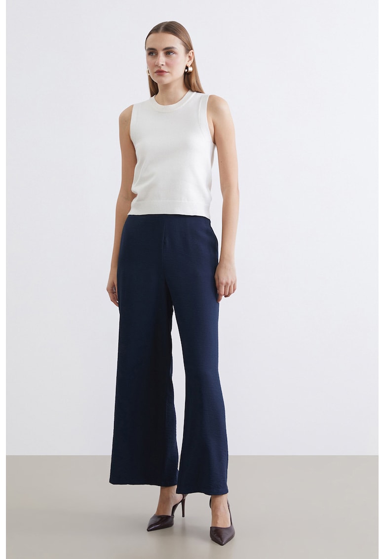 Pantaloni cu croiala ampla si talie elastica - Bleumarin