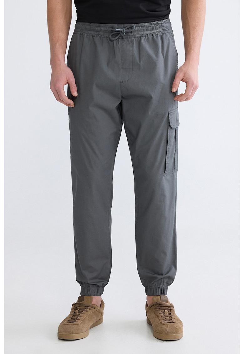 Pantaloni conici cargo - Gri inchis