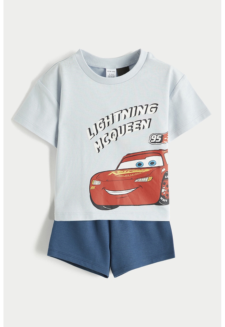 Set de tricou si pantaloni scurti cu imprimeu desene animate - Rosu/Albastru