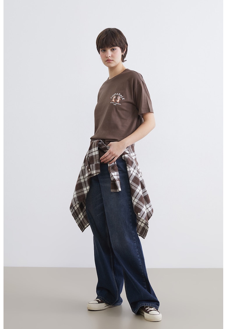 Tricou cu imprimeu Chip&Dale - Maro pamantiu