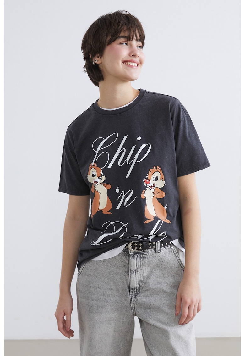 Tricou cu imprimeu Chip&Dale - Gri antracit