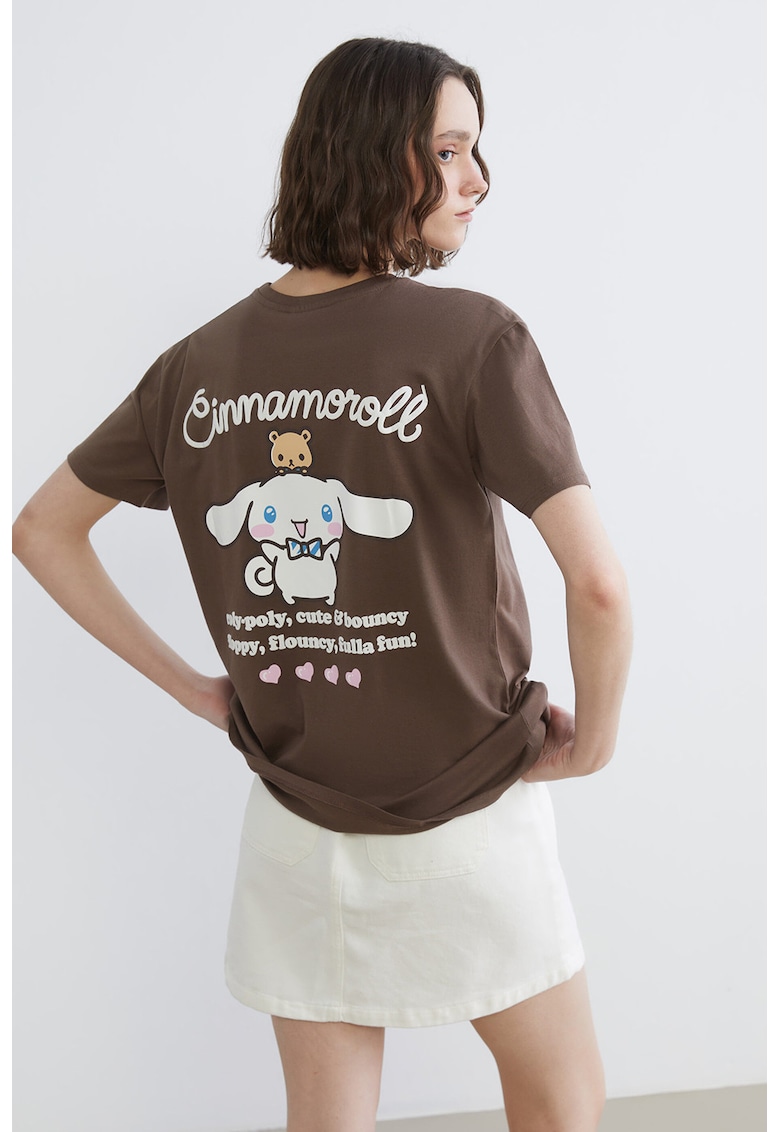 Tricou cu imprimeu Cinnamoroll - Maro pamantiu