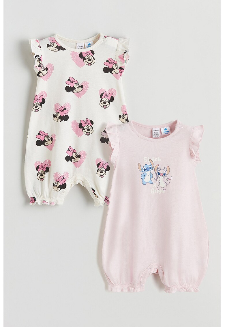 Set de salopete scurte - 2 piese - Roz pastel