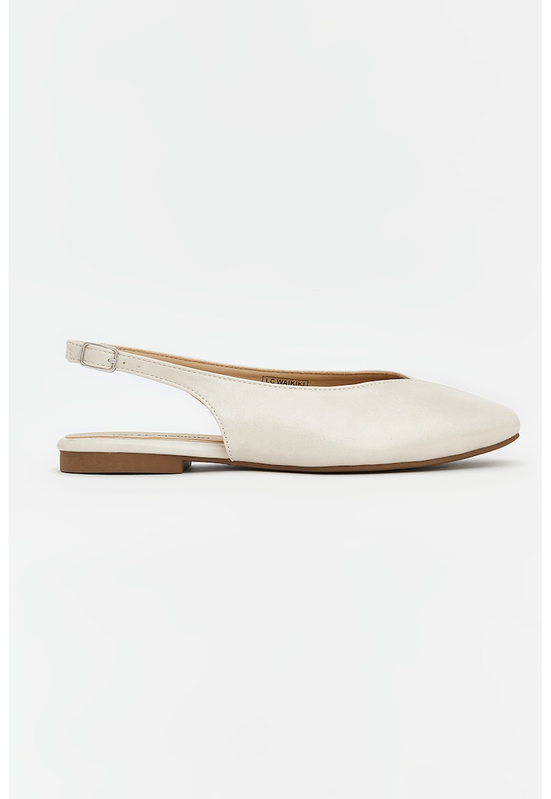 Balerini slingback cu varf patrat - Alb murdar