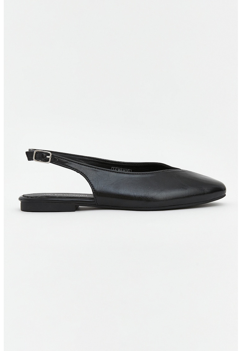 Balerini slingback cu varf patrat - Negru