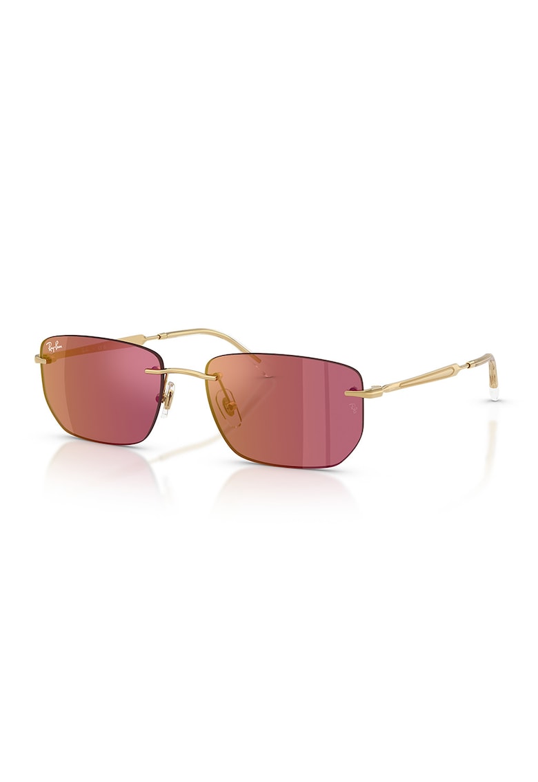 Ochelari de soare dreptunghiulari unisex - Auriu/Transparent