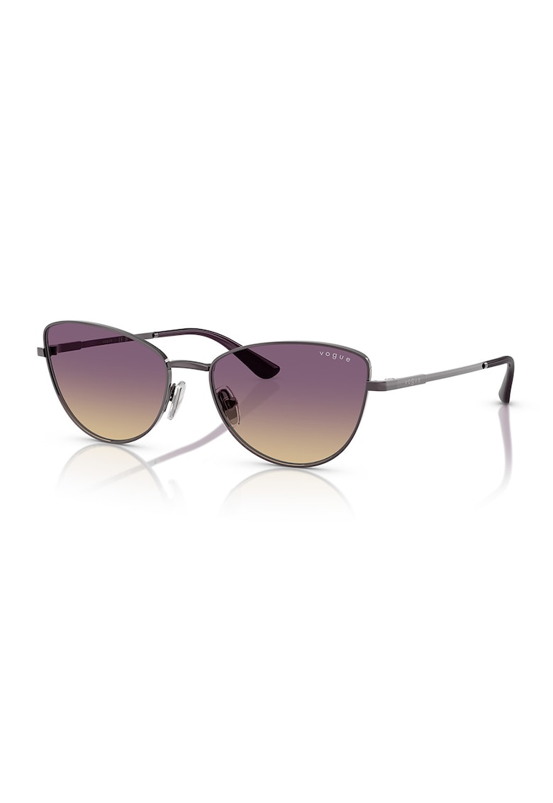 Ochelari de soare cat-eye cu lentile polarizate - Argintiu inchis/Violet prafuit