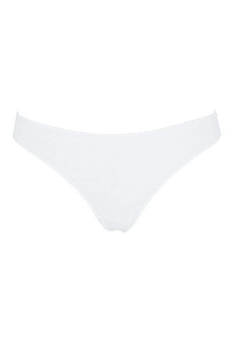 Set 3 perechi chiloti tanga bumbac cu talia joasa 3489 0003 - Alb