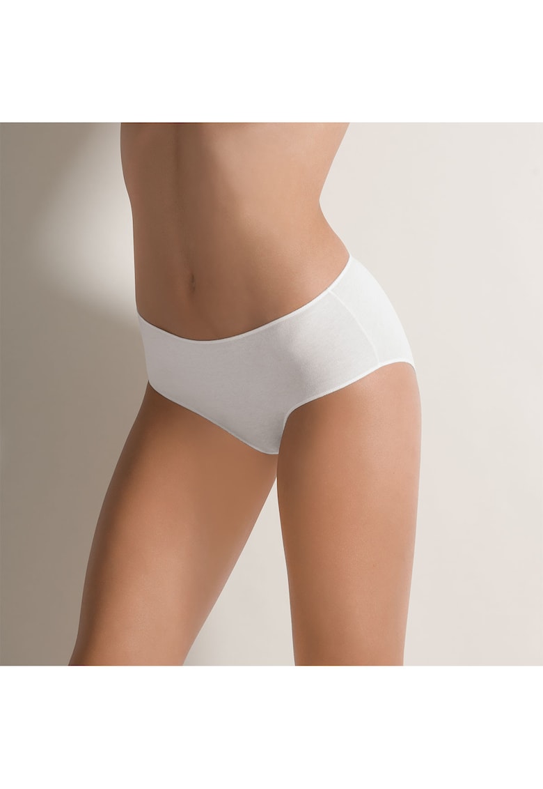 Set 3 perechi chiloti clasici bumbac cu talia medie invisible trim 3488 0003 - Alb