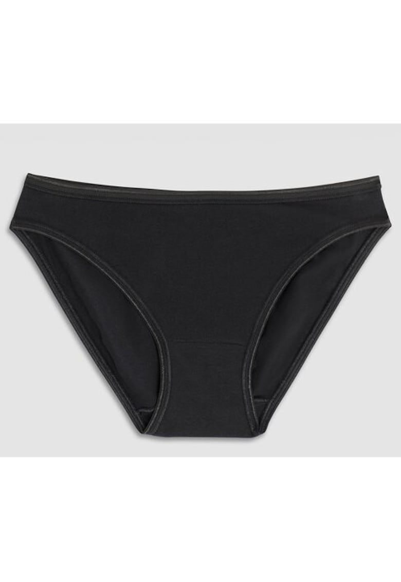 Set 3 perechi chiloti clasici bumbac cu talia joasa 3165 0003 - Negru