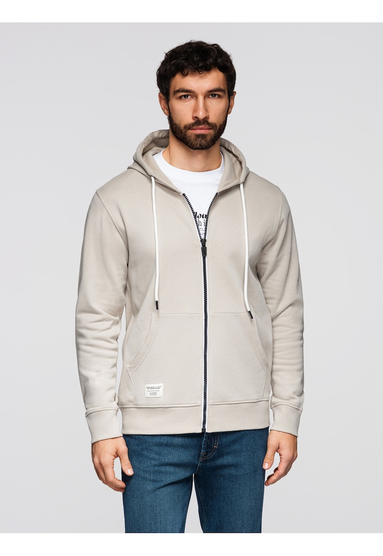 Hanorac cu fermoar uni BASIC OM-SSBZ-0272 - Gri deschis
