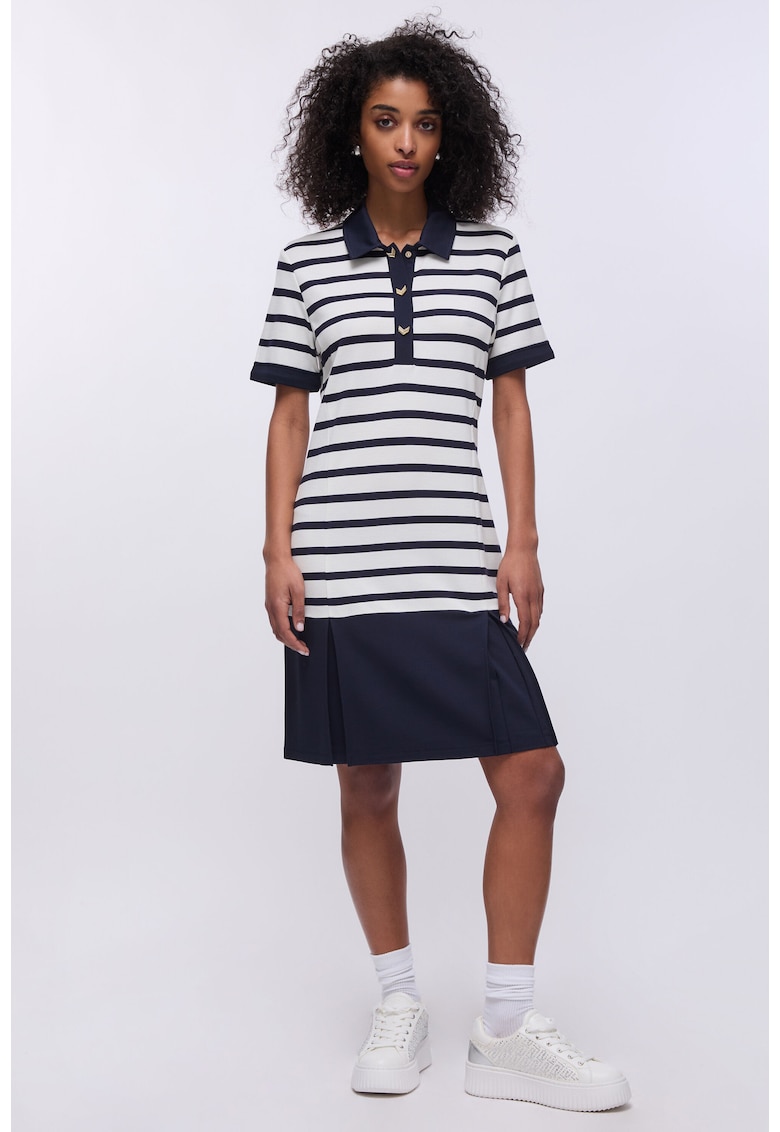 Rochie in dungi cu design 2in1 - Albastru
