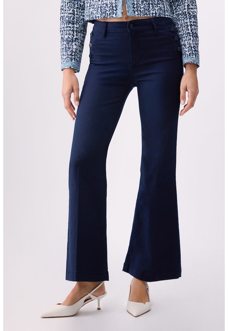 Pantaloni evazati cu talie inalta - Albastru inchis