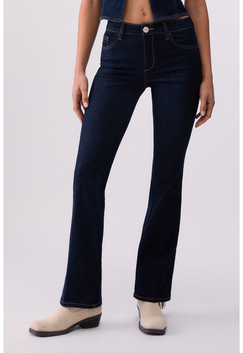 Blugi bootcut cu talie medie - Bleumarin