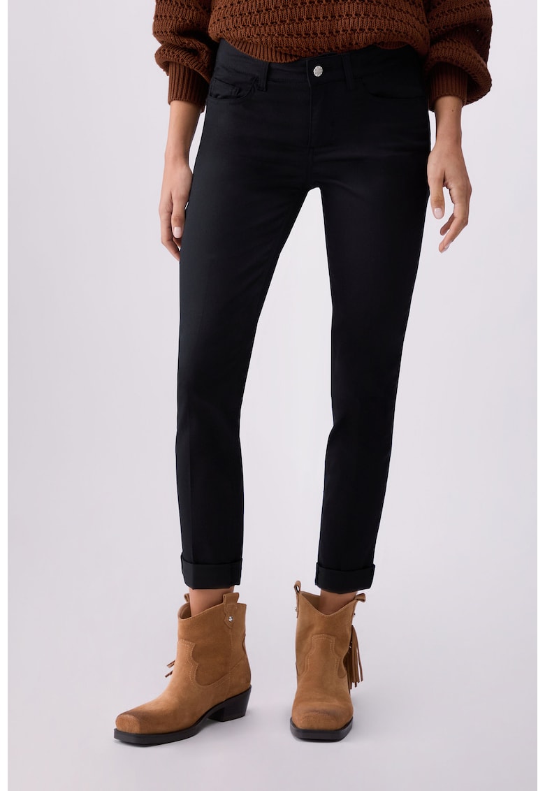 Blugi skinny crop cu talie medie - Negru