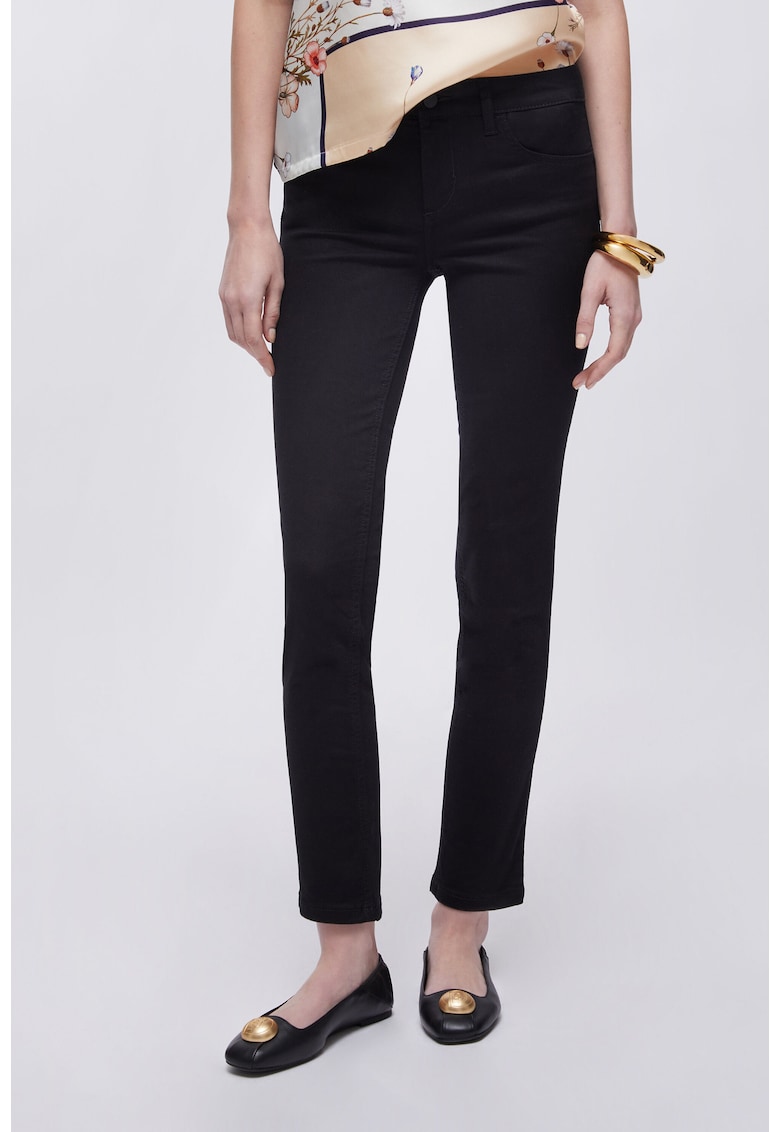 Pantaloni skinny cu talie medie - Negru
