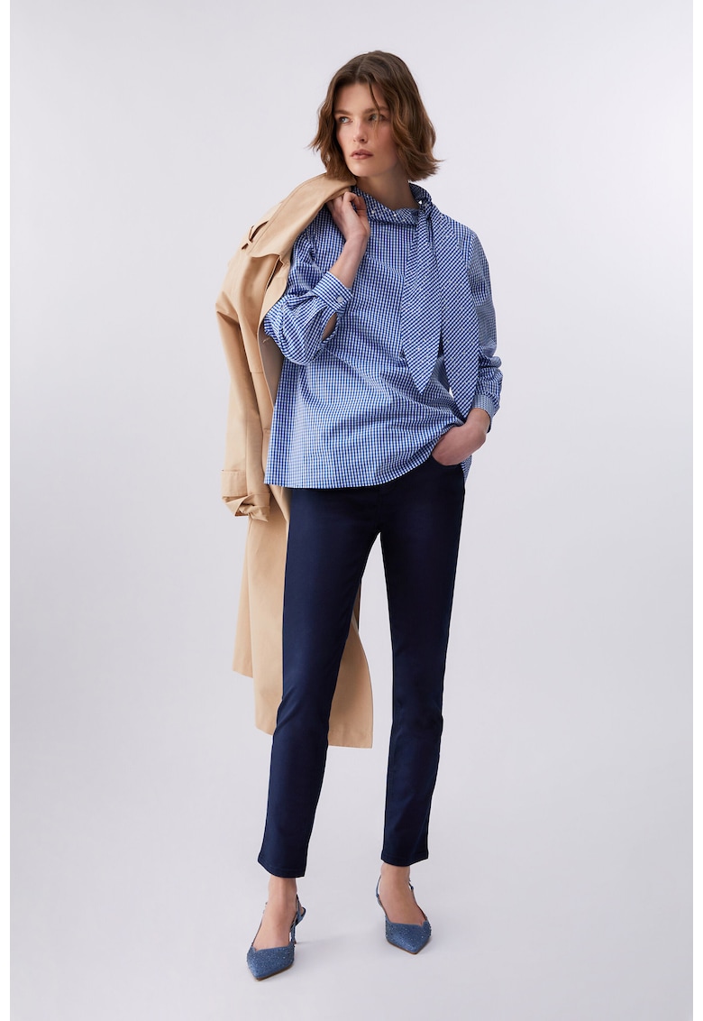Pantaloni skinny cu talie medie - Albastru inchis