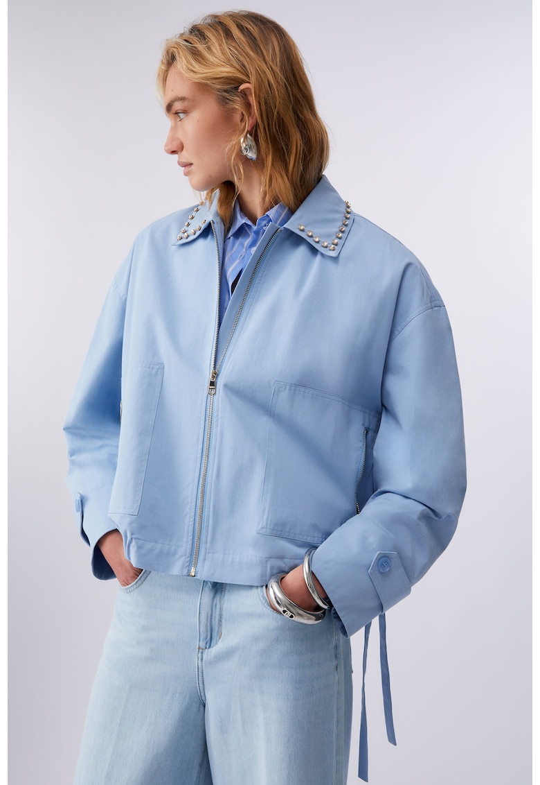 Jacheta decorata cu bijuterii - Albastru deschis