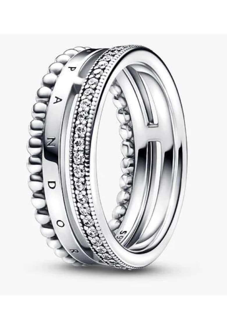 Inel Signature Logo Zirconiu din Argint 925