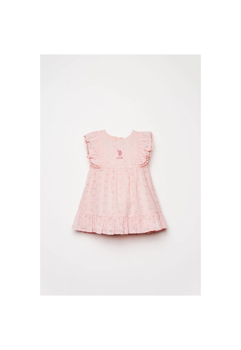 Rochie din bumbac cu dantela sangallo - Roz