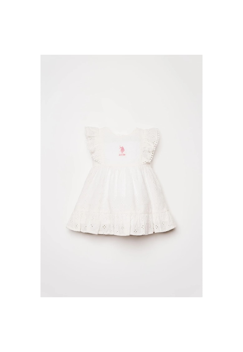 Rochie din bumbac cu dantela sangallo - Alb