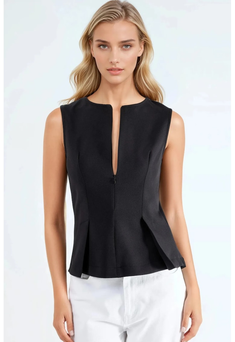 Maiou dama - slim fit - negru - poliester/elastan