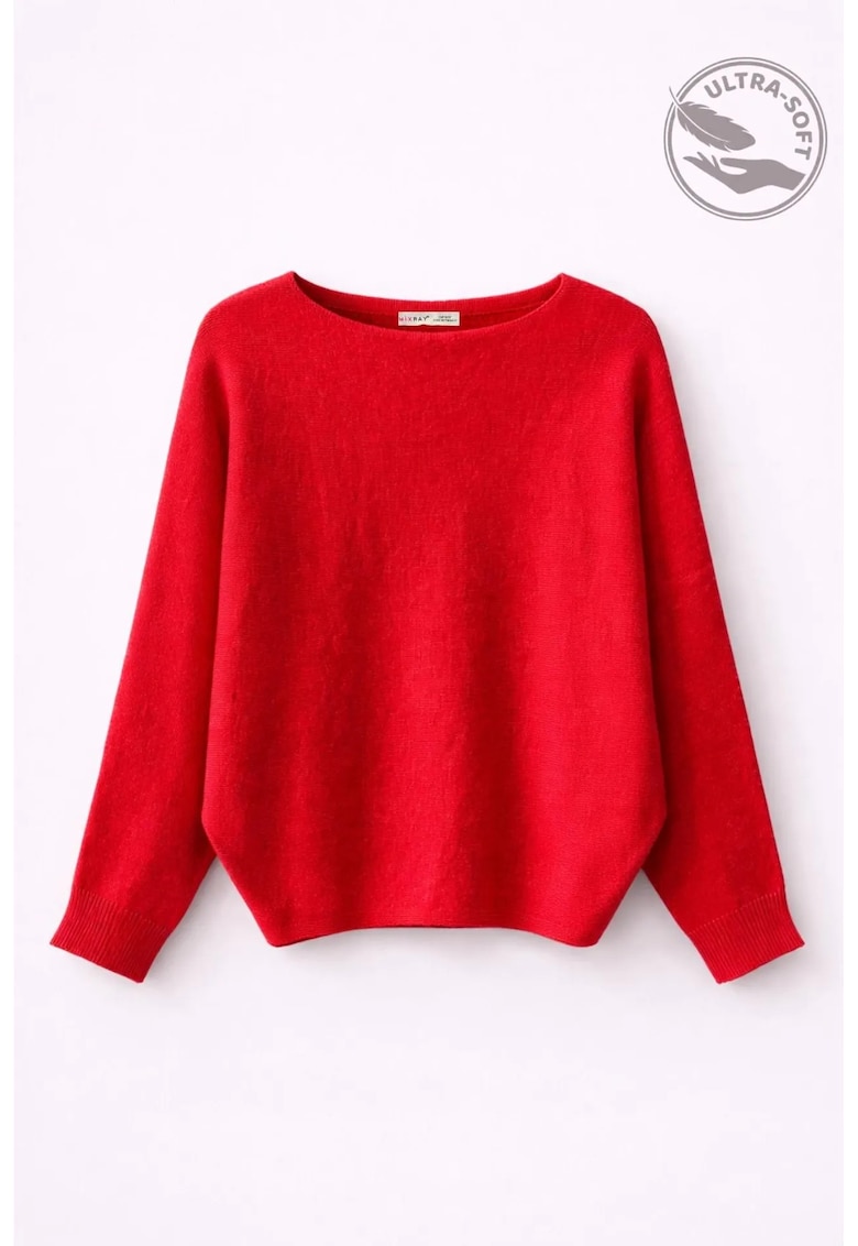 Pulover dama - tricotat oversized - rosu -