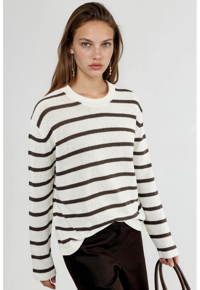 Pulover dama - cu guler rotund - dungi -