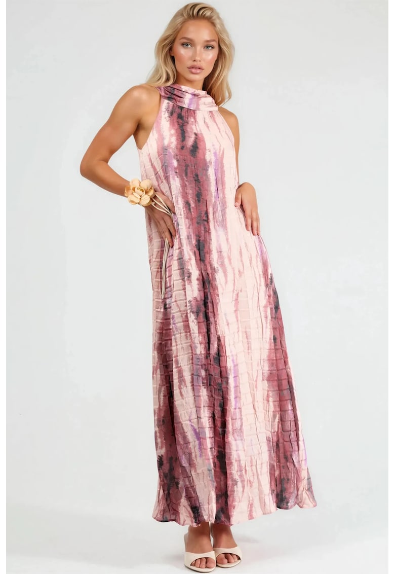 Rochie maxi dama model abstract texturat - multicolor - poliester