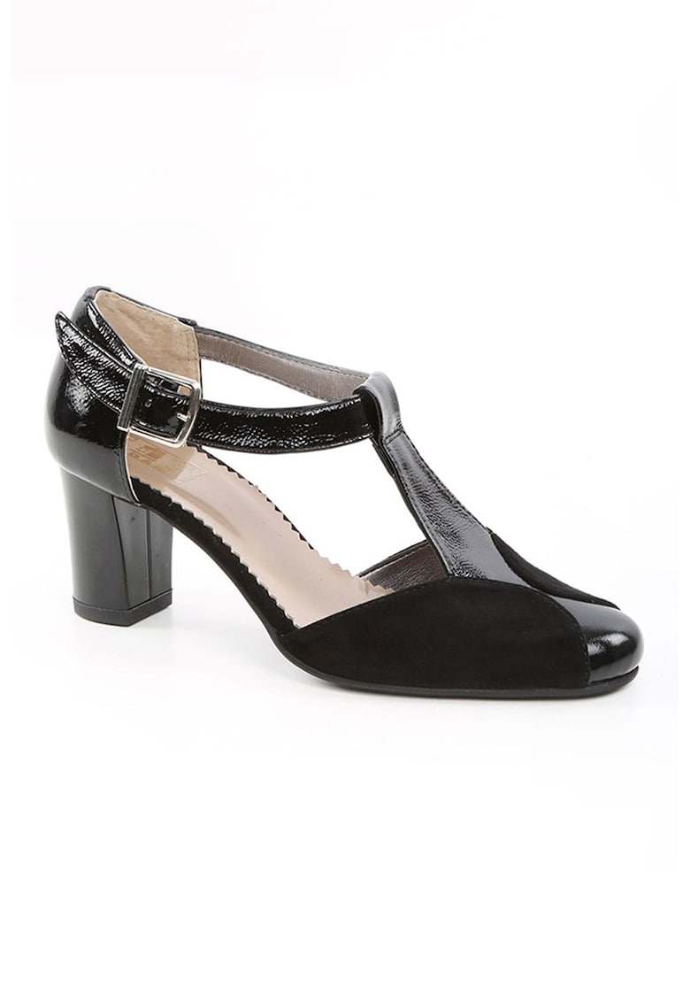 Pantofi din piele cu decupaje laterale - Negru