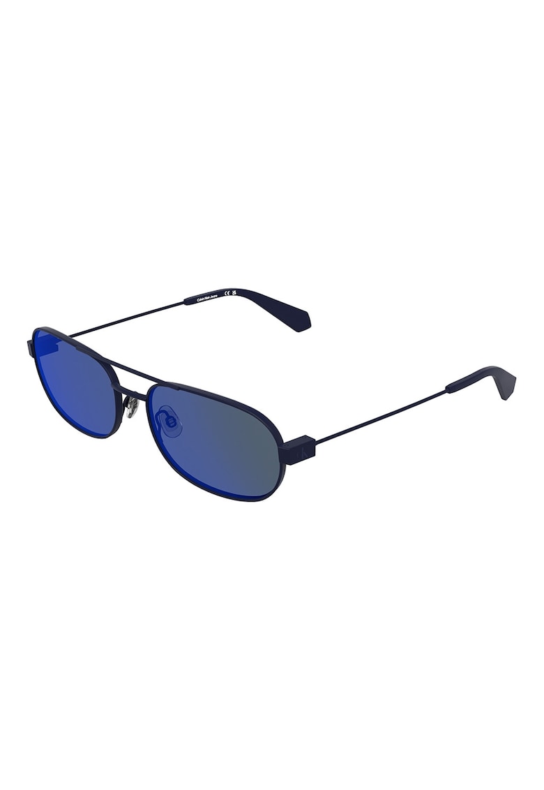 Ochelari de soare dreptunghiulari cu rama metalica - Albastru indigo