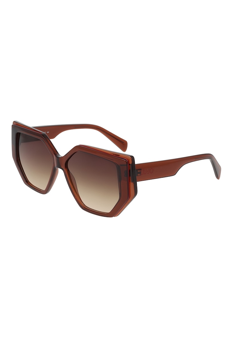 Ochelari de soare hexagonali cu lentile in degrade - Maro cognac