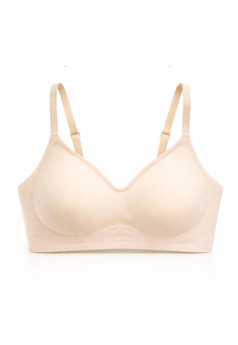 Sutien fara armaturi - cusaturi - cu cupa preformata - SM55 - - Bej deschis