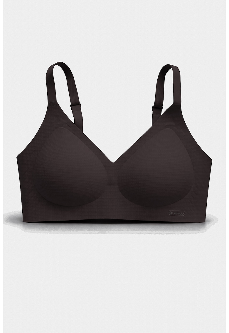 Sutien fara armaturi - cusaturi - cu cupa preformata - SM58 - ciocolatiu - - Ciocolatiu