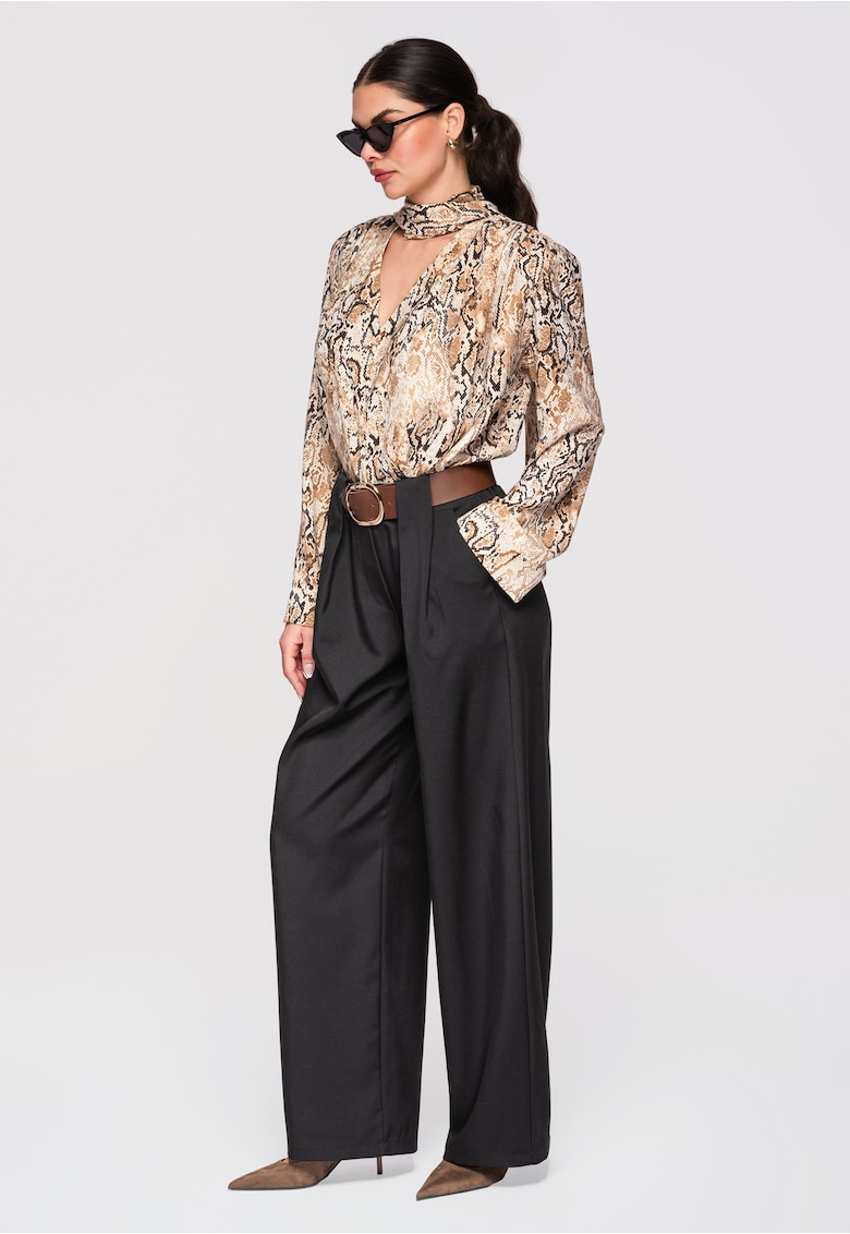 Pantaloni eleganti cu talie inalta OW-PACP-0101 - Negru