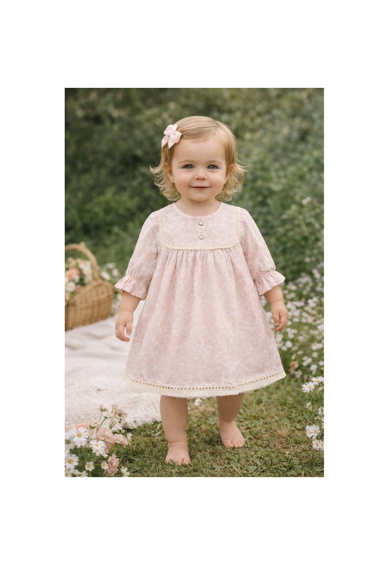 Rochie fetite roz eleganta cu dantela - rochie bebe fetite ocazie aniversare