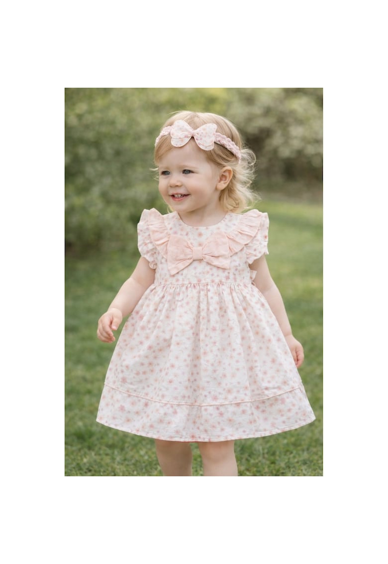 Rochie bebe fetite cu bentita - rochita roz eleganta cu fundita