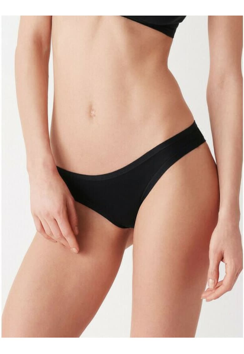 Set 3 perechi chiloti brazilieni bumbac cu talia joasa GD139 0003 - Bej