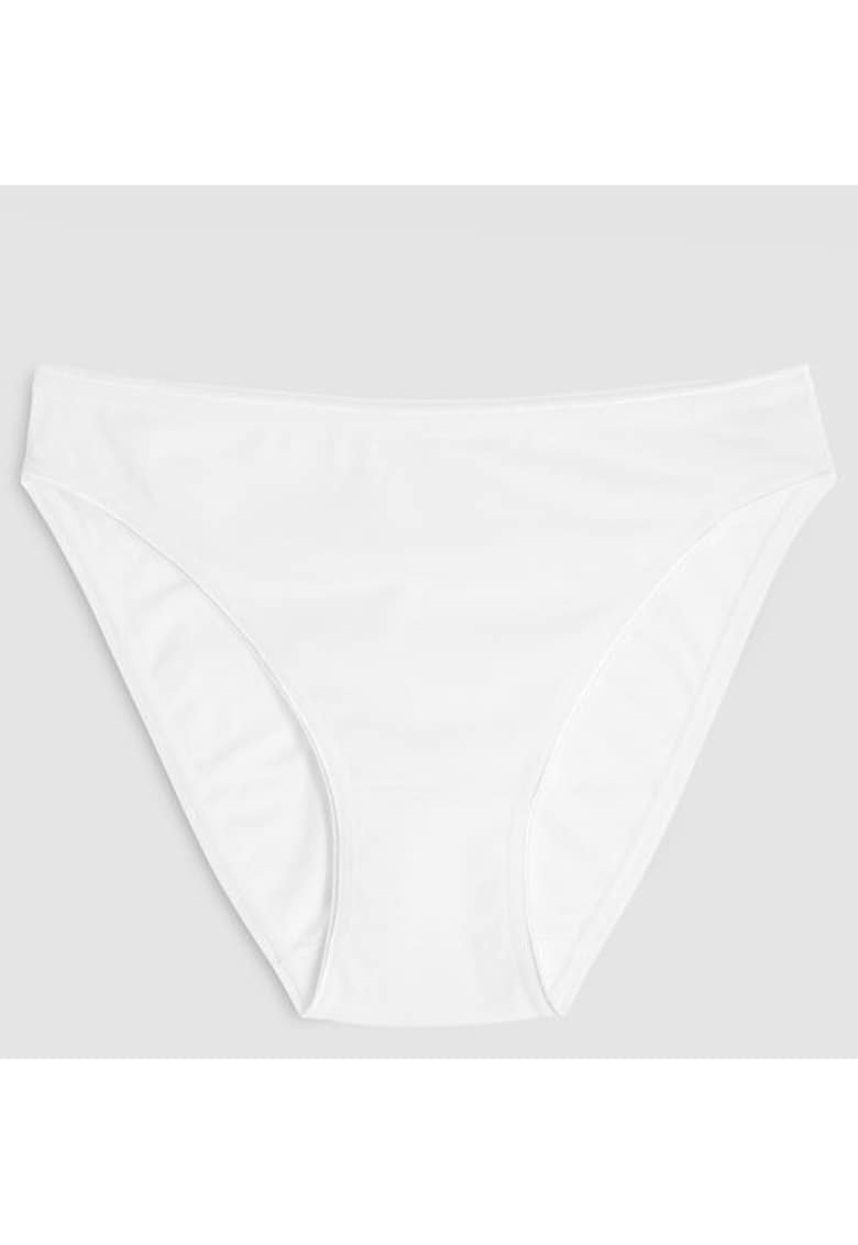 Set 3 perechi chiloti brazilieni bumbac cu talia medie 3939 0003 - Alb