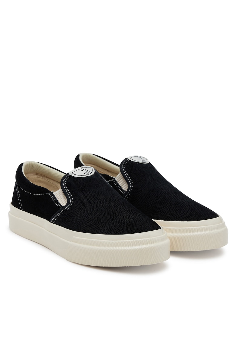Mocasini unisex - piele naturala - negru - material textil
