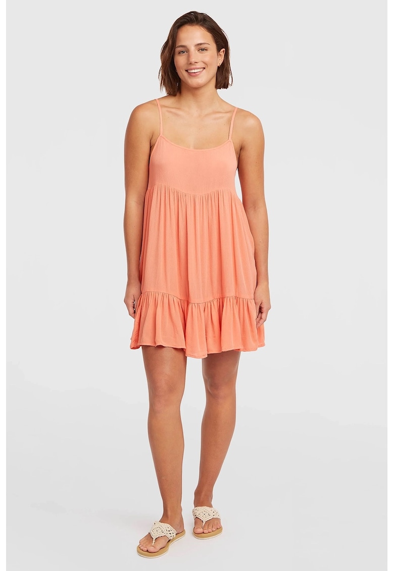 Rochie evazata cu model uni Rille - Roz somon
