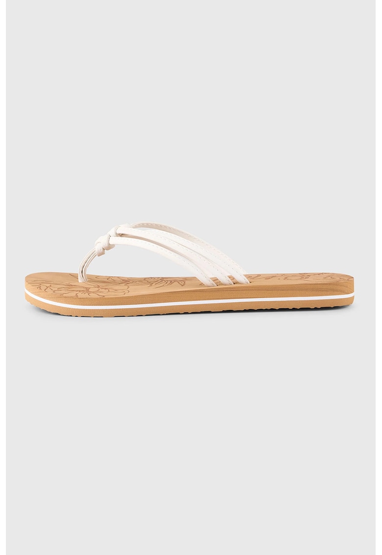 Papuci flip-flop cu detalii impletite - Alb