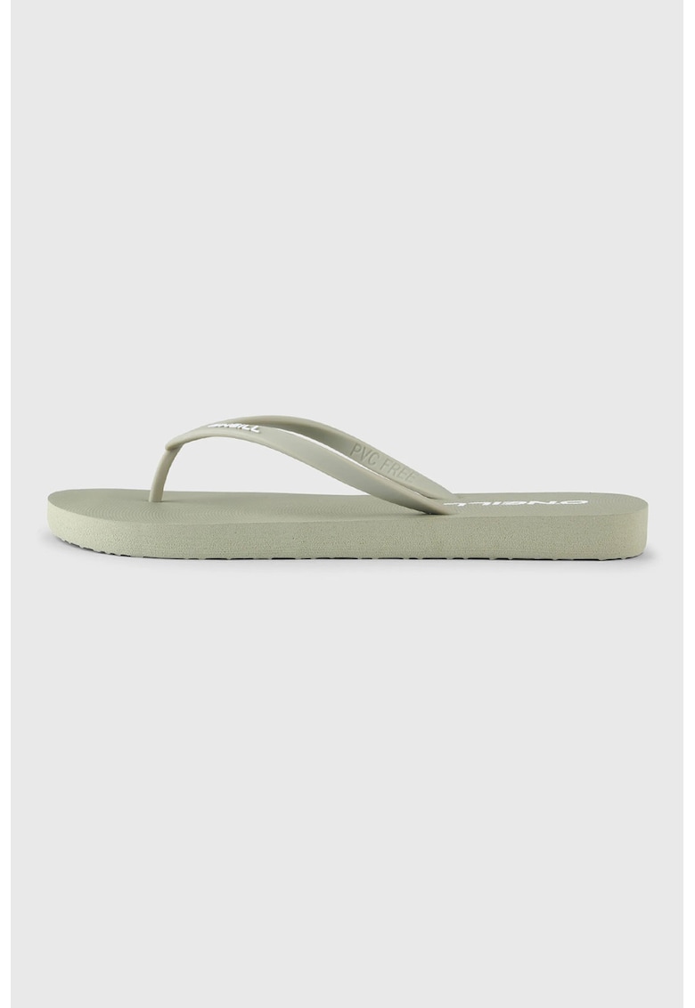 Papuci flip-flop cu logo in relief - Verde feriga