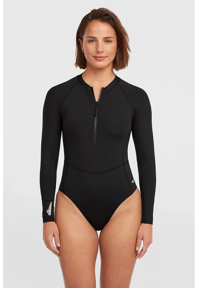 Costum de scafandru cu fenta scurta cu fermoar - Negru