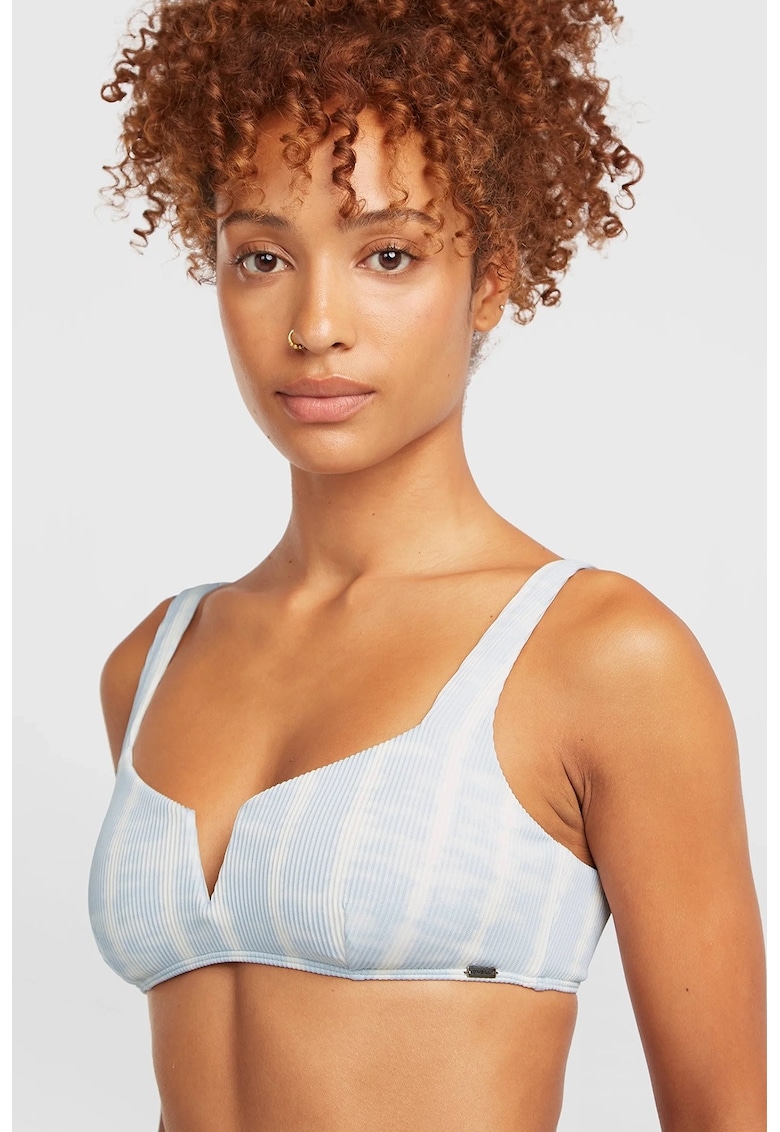 Costum de baie cu aspect striat - 2 piese - Albastru glaciar