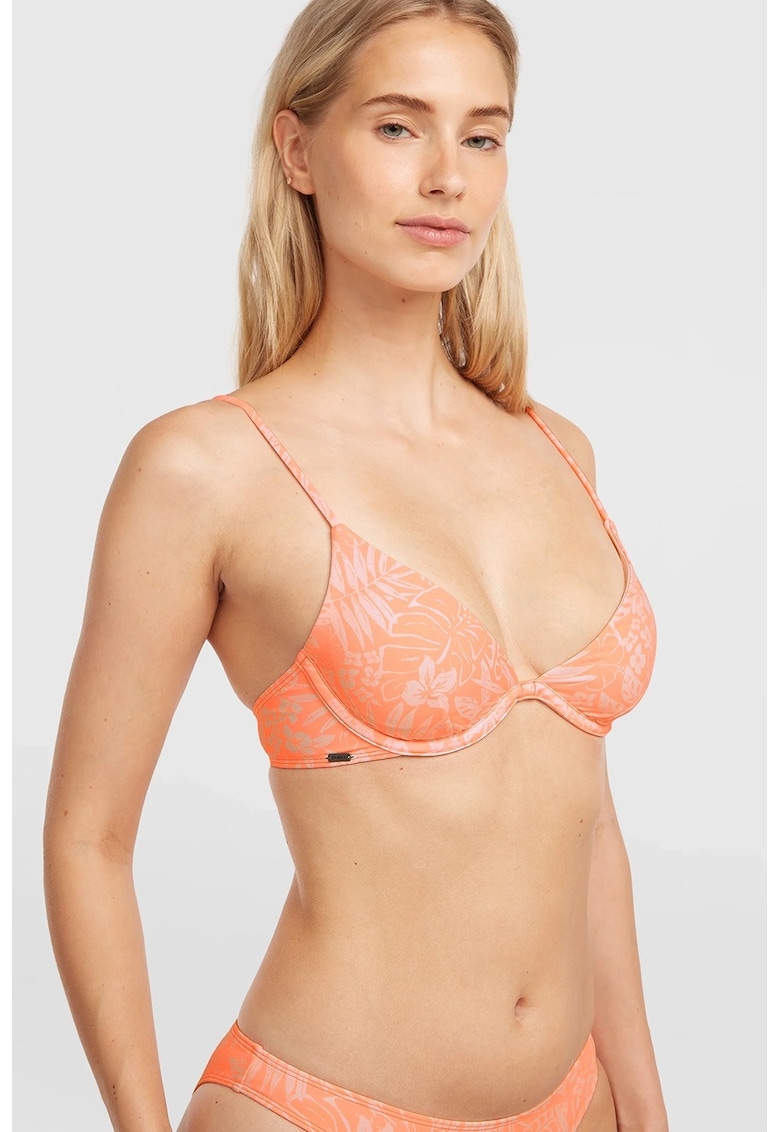 Sutien cu imprimeu si slip brazilian - Roz somon