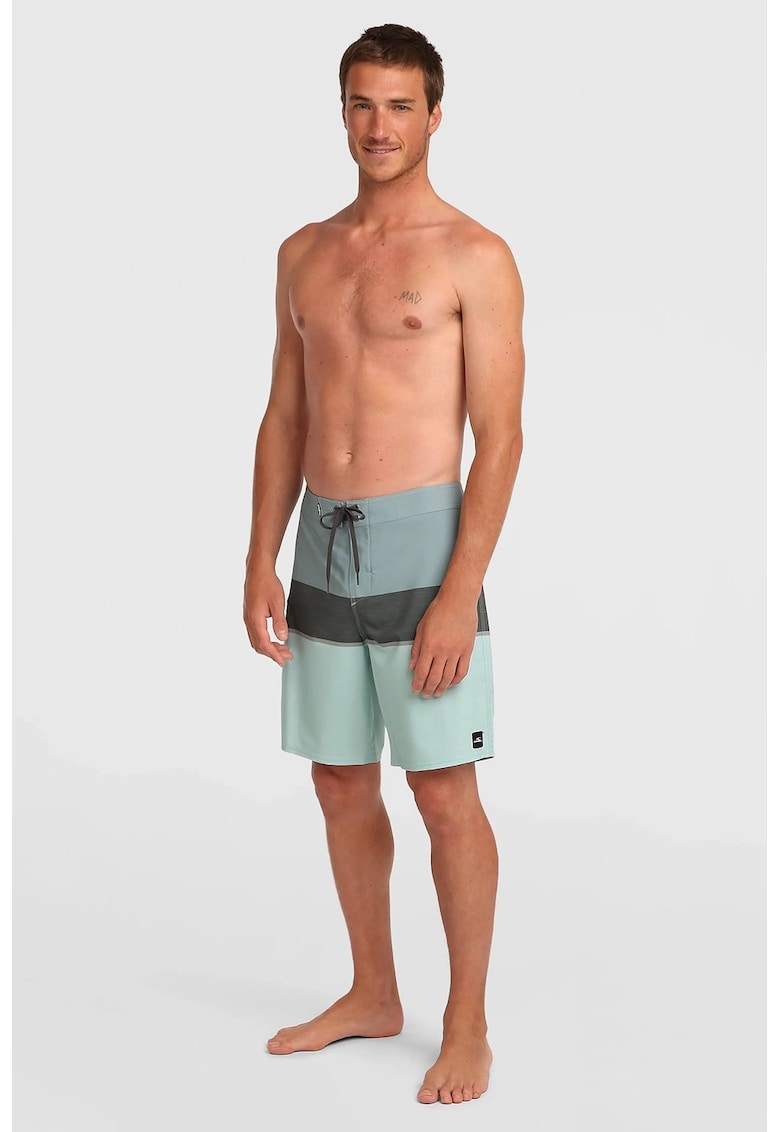 Pantaloni scurti de baie cu model in dungi - Verde pal