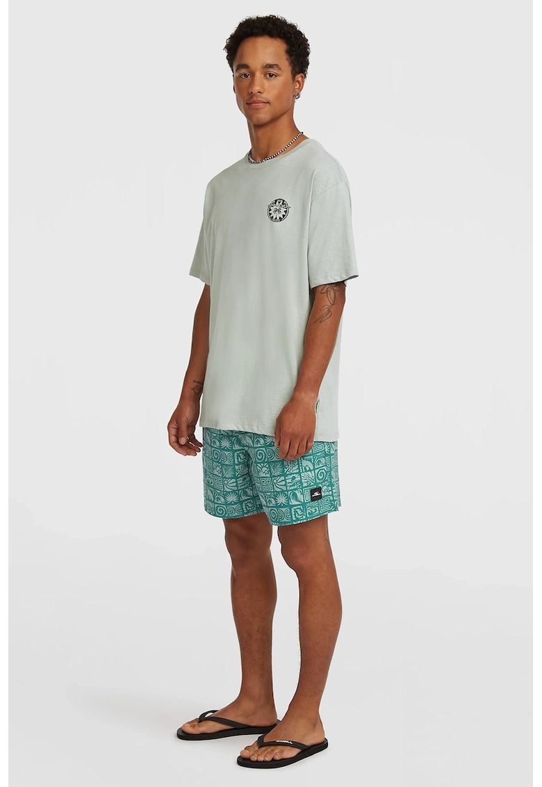 Pantaloni scurti de baaie cu model tropical - Verde persan