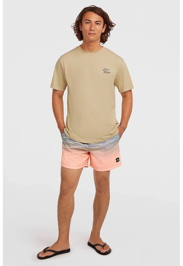 Pantaloni scurti cu model si talie ajustabila - Albastru pastel/Roz pastel
