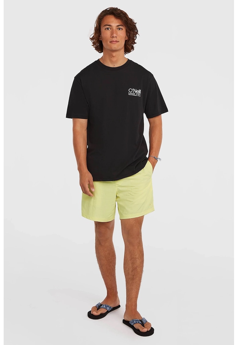 Pantaloni scurti de baie cu talie elastica cu snur - Galben deschis